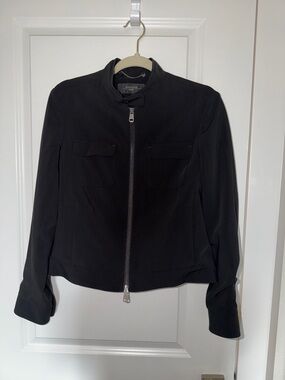 Weekend Max Mara Black Bomber Jacket with Flap Chest Pockets